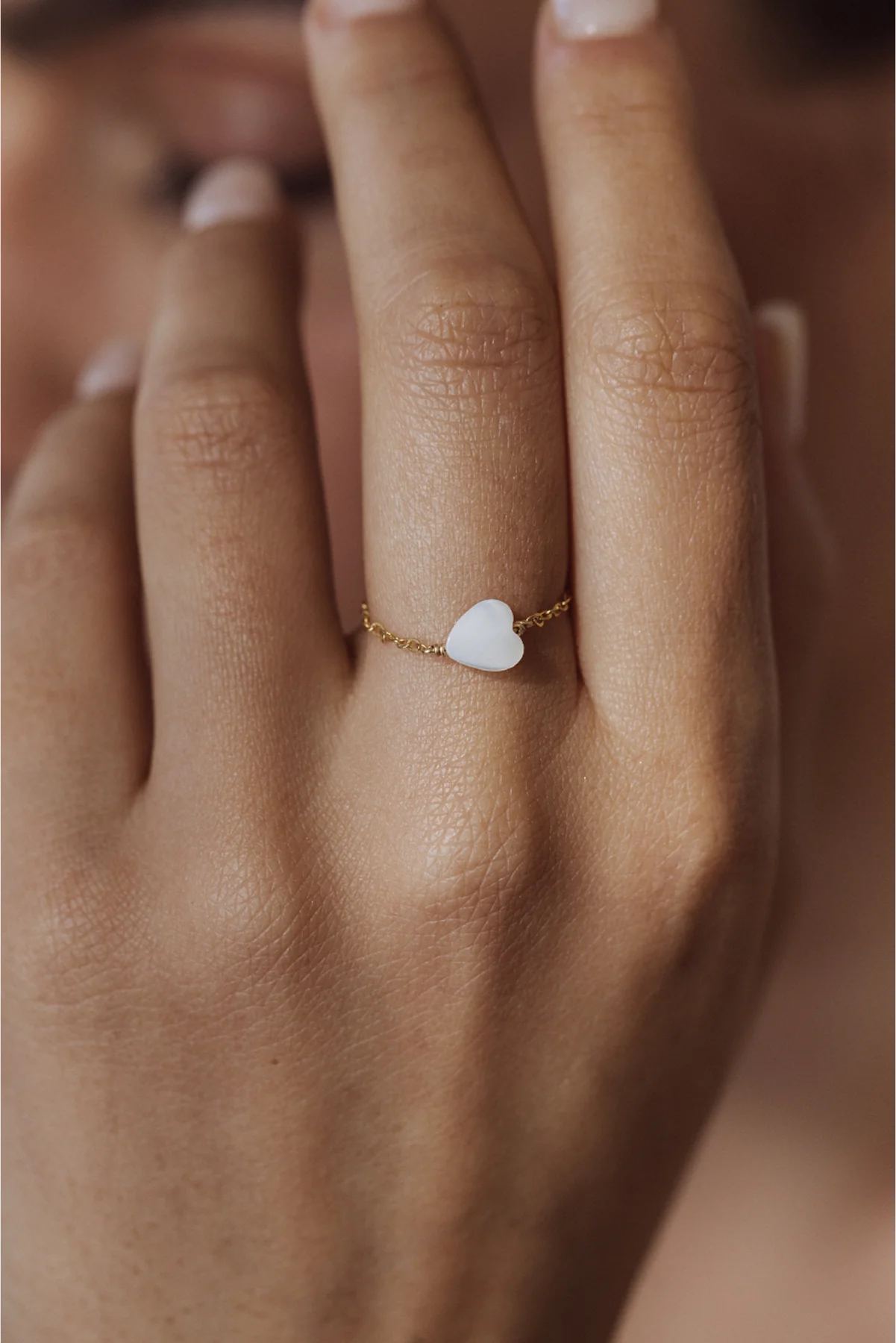 Bague chaînette Coeur - Nacre - Image 3
