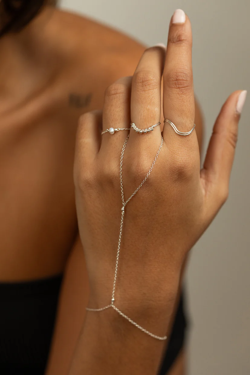 Bague chaînette Stella - Perle de culture - Argent - Image 3