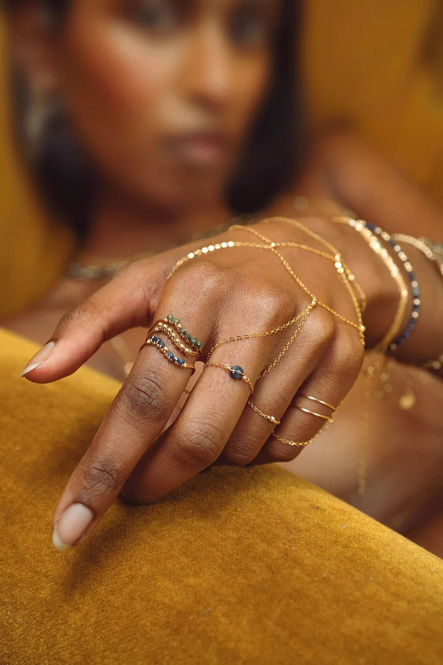 Bague chaînette Stella - Saphir - Image 3