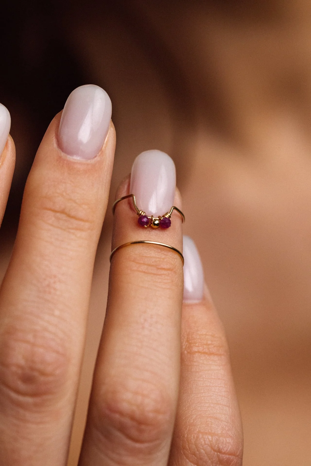 Bague d'ongle Tissage - Rubis - Image 2
