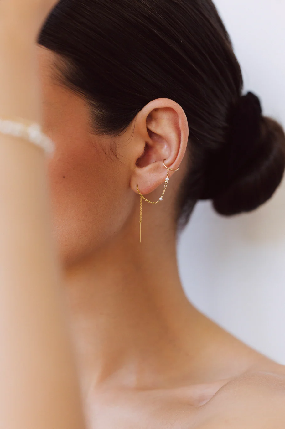 Bijou d'oreille chaînette Céleste - Perles de culture - Image 3