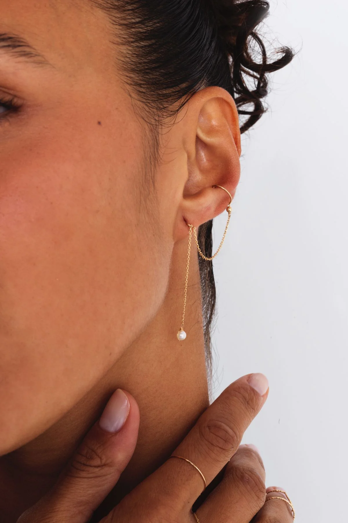 Boucle d'oreille Cléa - Or 750‰ - Perle de culture - Image 3