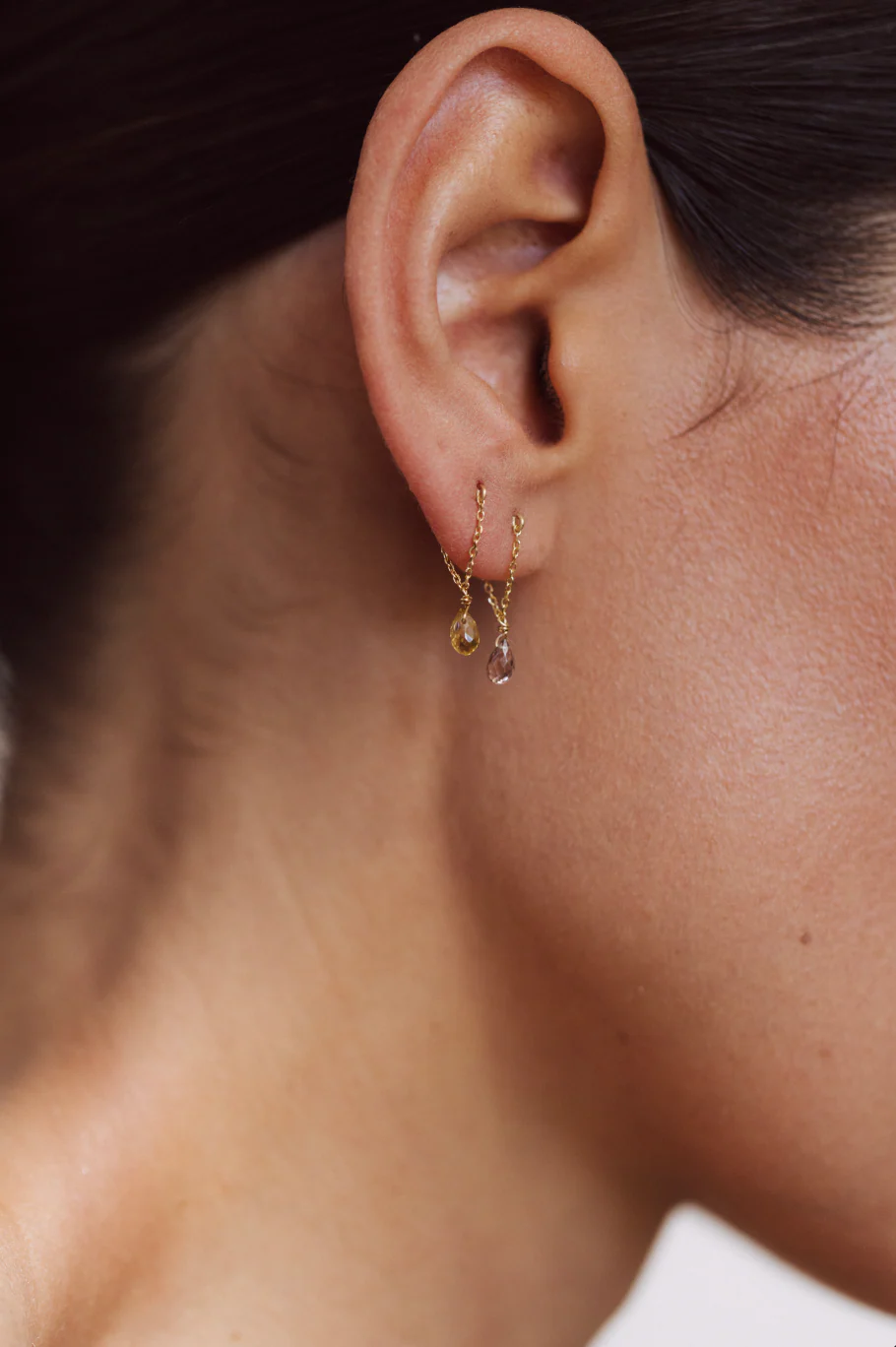 Boucle d'oreille Mia - Or 750‰ - Saphir vert clair - Image 3