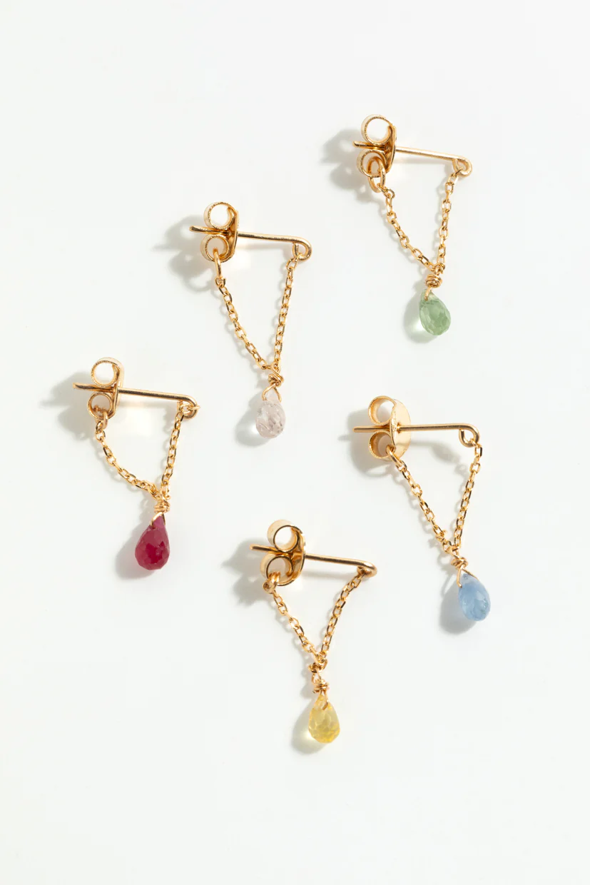 Boucle d'oreille Mia - Or 750‰ - Saphir rose clair - Image 6