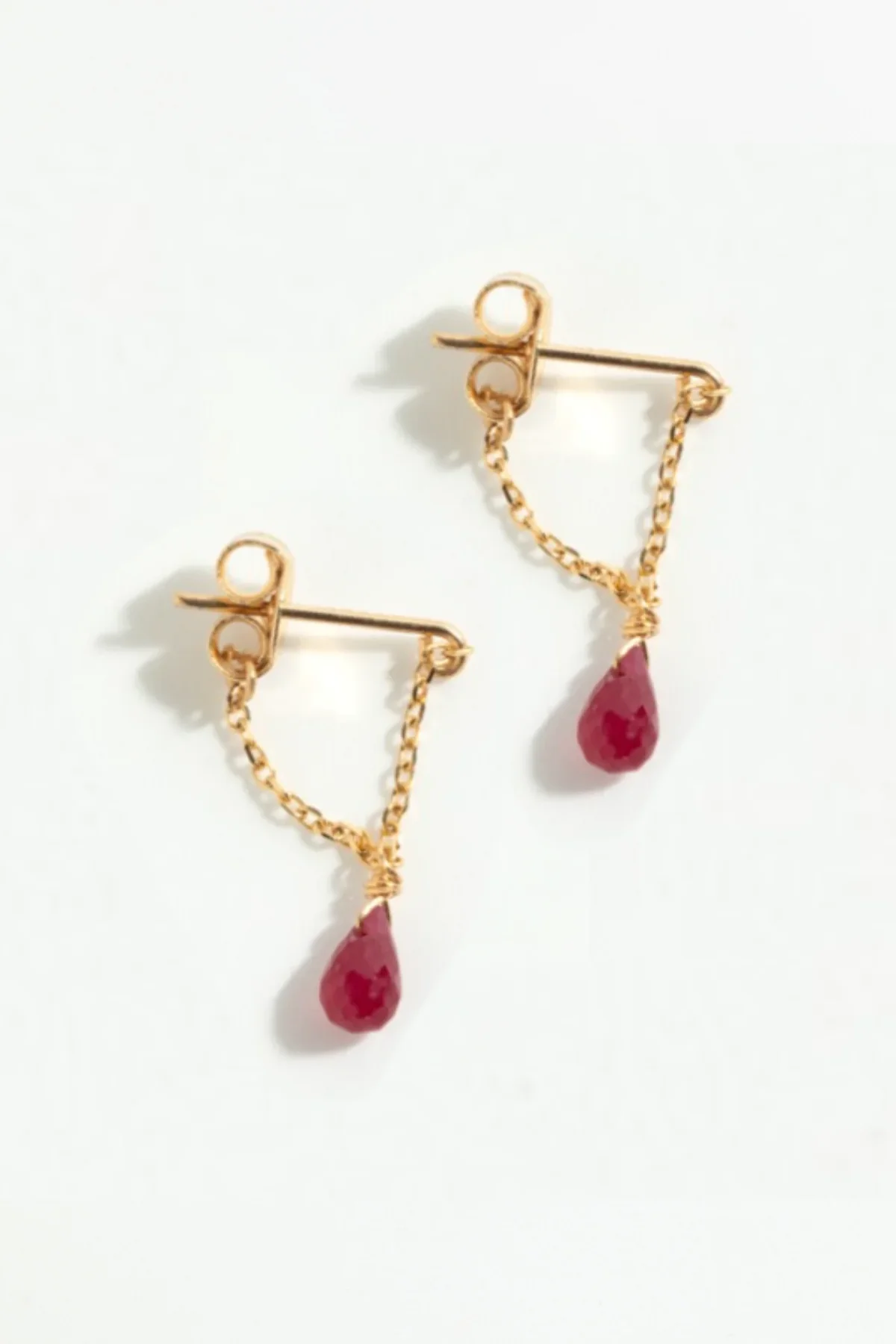 Boucle d'oreille Mia - Or 750‰ - Saphir rose foncé - Image 8