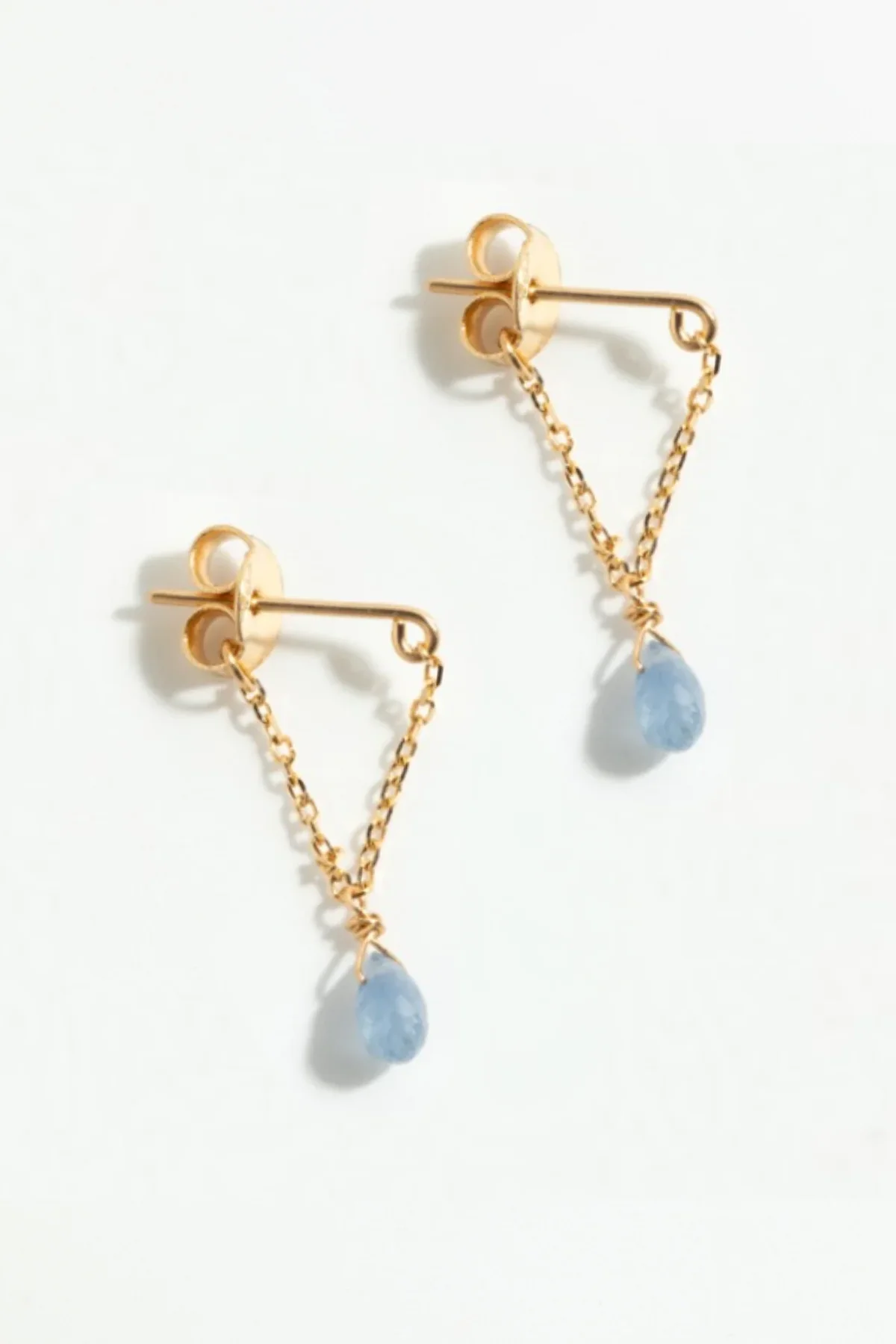 Boucles d'oreilles chaîne Mia essentiel - Or 750‰ Saphir bleu clair - Image 8