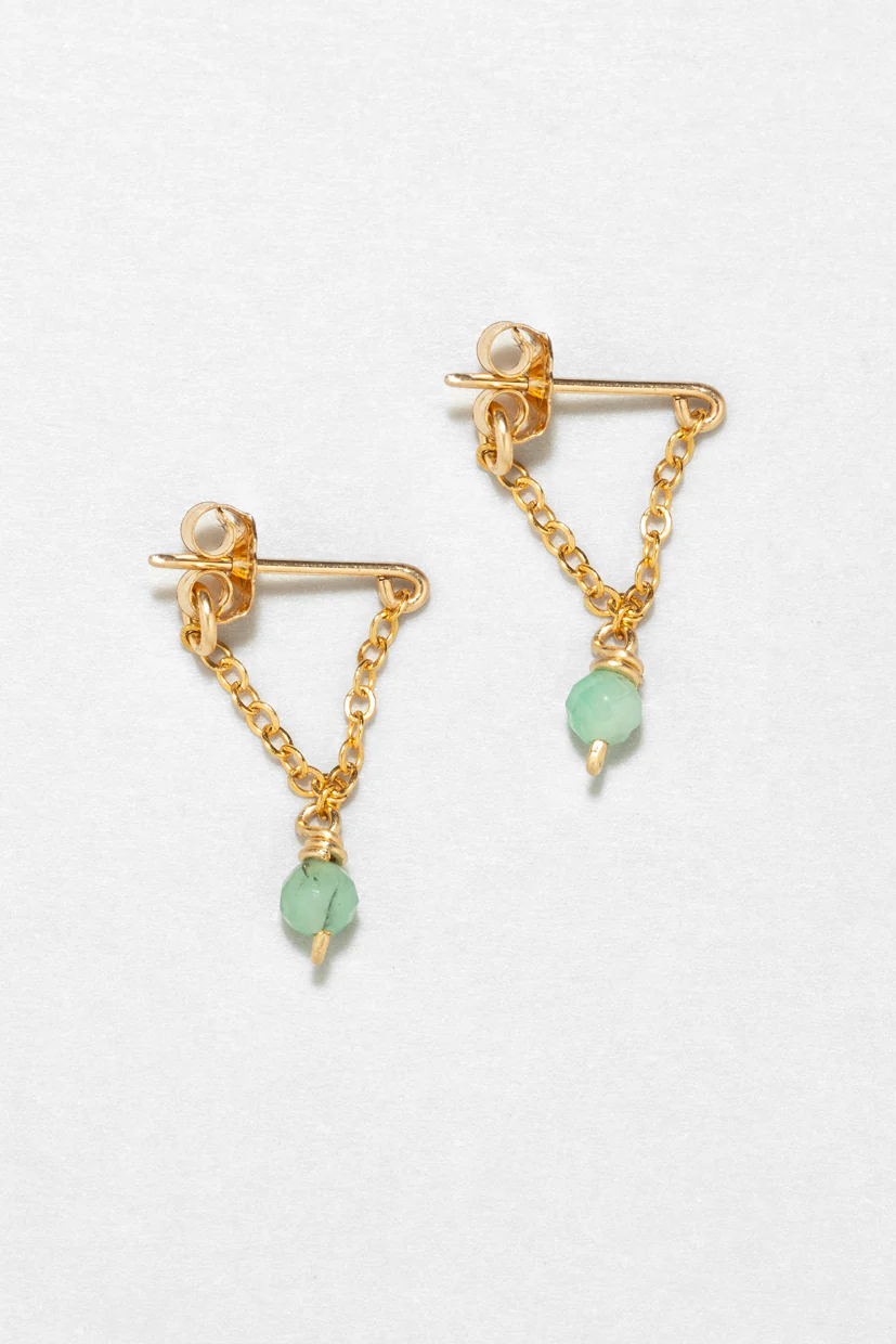 Boucles d'oreilles chaînette Anna - Émeraude