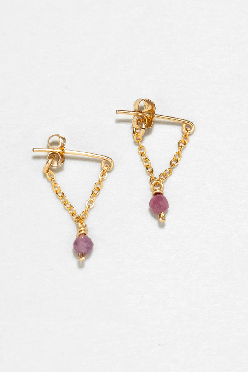Boucles d'oreilles chaînette Anna - Rubis