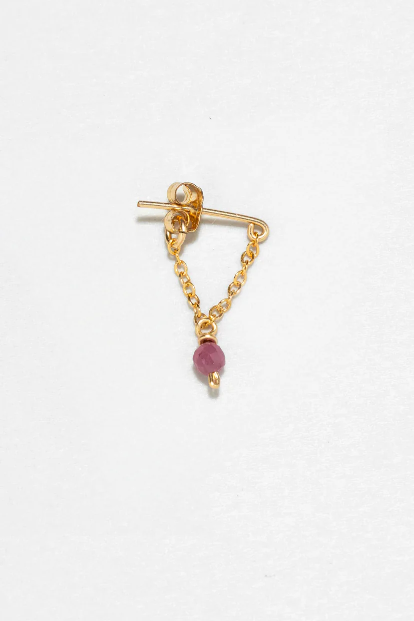 Boucles d'oreilles chaînette Anna - Rubis - Image 5