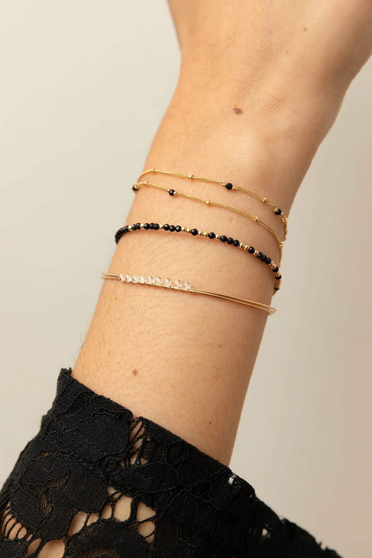 Collier-Bracelet Satellite - Agate noire - Image 3
