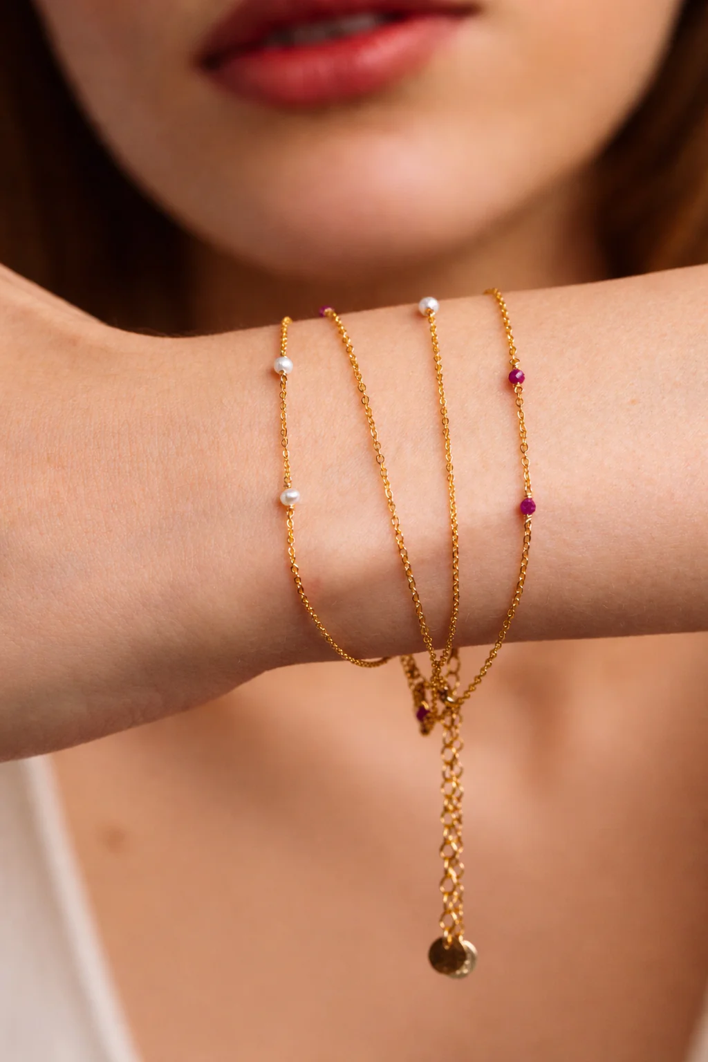 Collier-Bracelet Satellite - Rubis - Image 3
