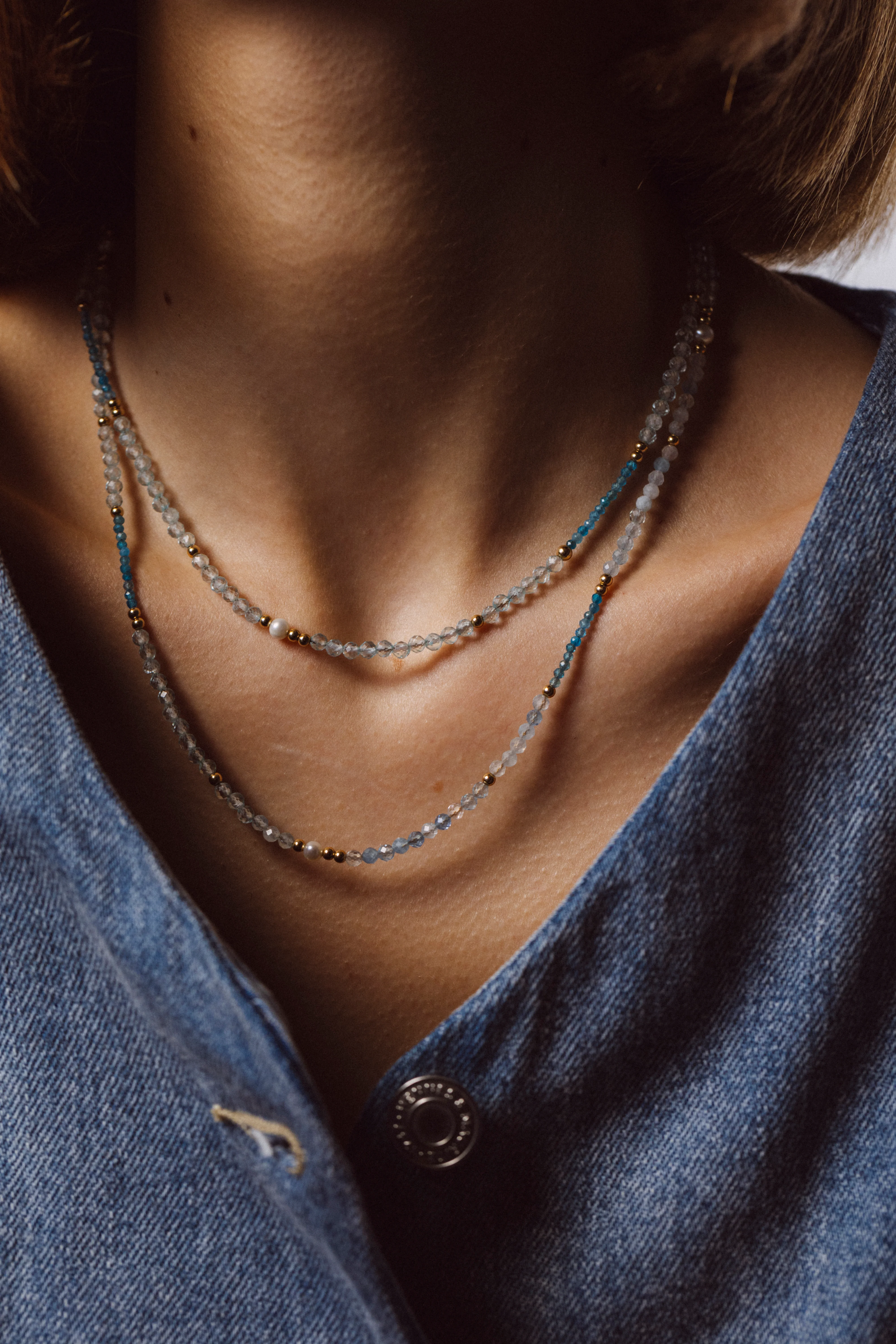 Collier Queen 80cm - Azur - Image 3