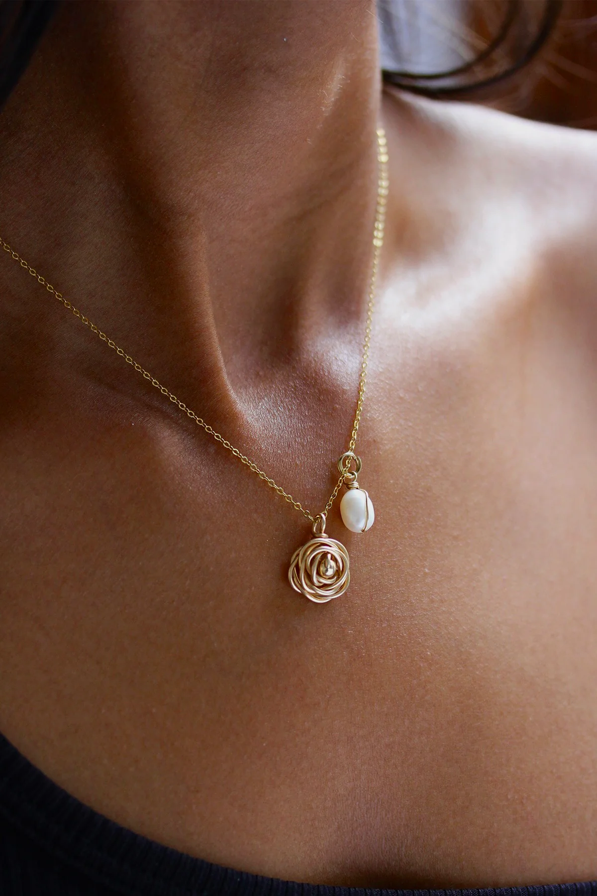 Pendentif Charm - perle de culture enlacée - Image 4