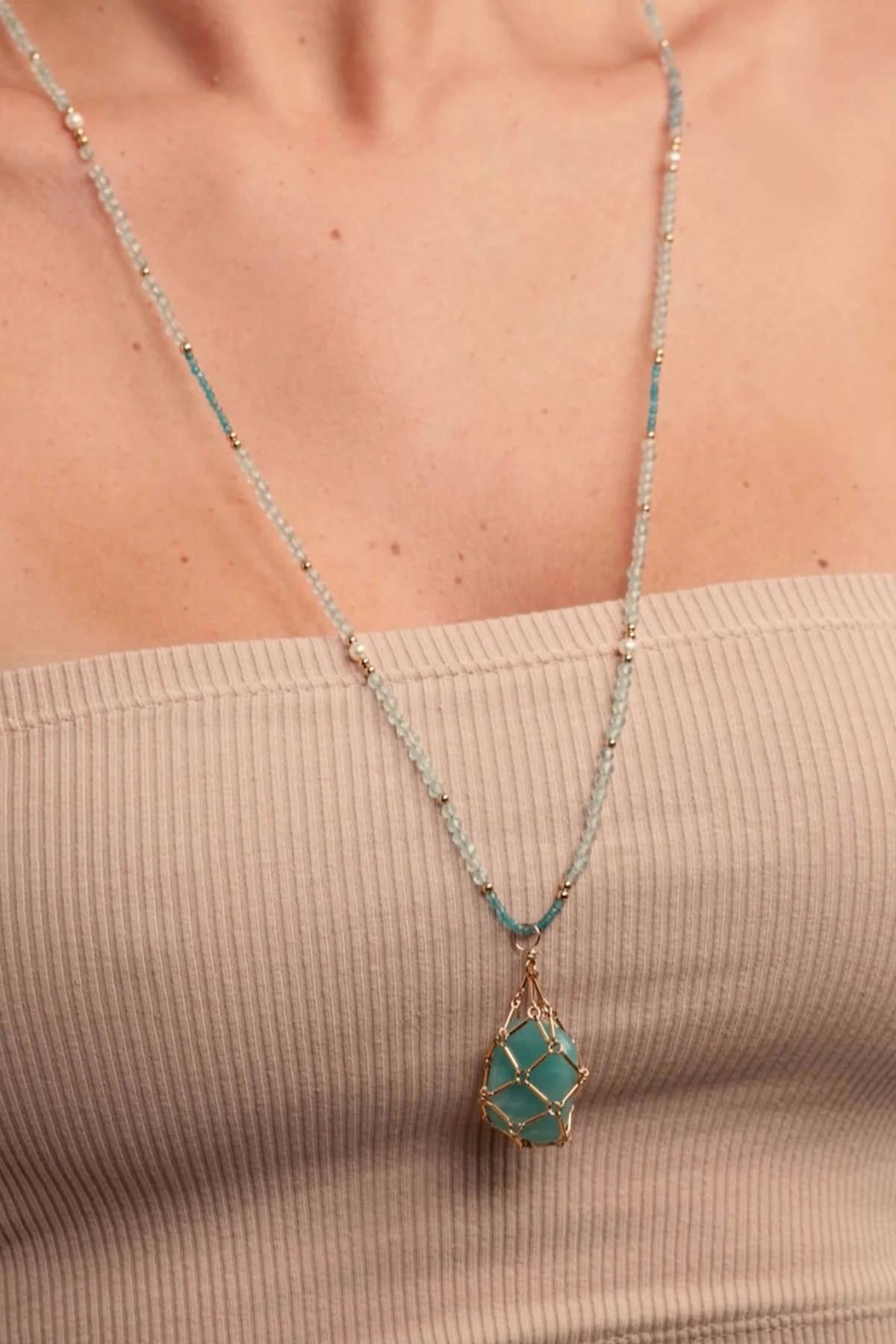 Collier Queen 80cm - Azur - Image 4